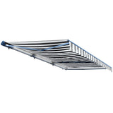 Aleko Half Cassette Motorized Retractable LED Luxury Patio Awning - 13 x 10 Feet - Gray and White Stripes AWCL13X10GRYWHT-AP Aleko Motorized