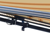 Aleko Half Cassette Motorized Retractable LED Luxury Patio Awning - 13 x 10 Feet - Multi-Striped Yellow AWCL13X10MSY315-AP Aleko Motorized 