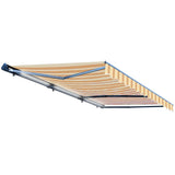 Aleko Half Cassette Motorized Retractable LED Luxury Patio Awning - 13 x 10 Feet - Multi-Striped Yellow AWCL13X10MSY315-AP Aleko Motorized 