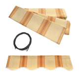 Aleko Half Cassette Motorized Retractable LED Luxury Patio Awning - 13 x 10 Feet - Multi-Striped Yellow AWCL13X10MSY315-AP Aleko Motorized 