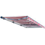 Aleko Half Cassette Motorized Retractable LED Luxury Patio Awning - 13 x 10 Feet - Red and White Stripes AWCL13X10RDWT05-AP Aleko Motorized 