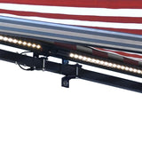 Aleko Half Cassette Motorized Retractable LED Luxury Patio Awning - 13 x 10 Feet - Red and White Stripes AWCL13X10RDWT05-AP Aleko Motorized 