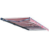 Aleko Half Cassette Motorized Retractable LED Luxury Patio Awning - 13 x 10 Feet - Red and White Stripes AWCL13X10RDWT05-AP Aleko Motorized 