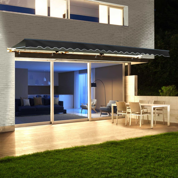 Aleko Half Cassette Motorized Retractable LED Luxury Patio Awning - 16 x 10 Feet - Black AWCL16X10BK81-AP Aleko Motorized LED Luxury Awnings