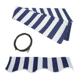 Aleko Half Cassette Motorized Retractable LED Luxury Patio Awning - 20 x 10 Feet - Blue and White Stripes AWCL20X10BLWT03-AP Aleko Motorized