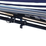 Aleko Half Cassette Motorized Retractable LED Luxury Patio Awning - 20 x 10 Feet - Blue and White Stripes AWCL20X10BLWT03-AP Aleko Motorized