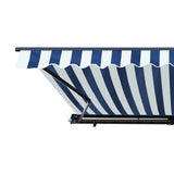 Aleko Half Cassette Motorized Retractable LED Luxury Patio Awning - 20 x 10 Feet - Blue and White Stripes AWCL20X10BLWT03-AP Aleko Motorized