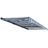 Aleko Half Cassette Motorized Retractable LED Luxury Patio Awning - 20 x 10 Feet - Blue and White Stripes AWCL20X10BLWT03-AP Aleko Motorized