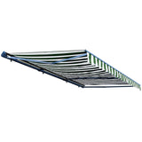 Aleko Half Cassette Motorized Retractable LED Luxury Patio Awning - 20 x 10 Feet - Green and White Stripes AWCL20X10GRWT00-AP Aleko 