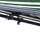 Aleko Half Cassette Motorized Retractable LED Luxury Patio Awning - 20 x 10 Feet - Green and White Stripes AWCL20X10GRWT00-AP Aleko 