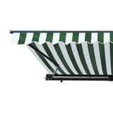 Aleko Half Cassette Motorized Retractable LED Luxury Patio Awning - 20 x 10 Feet - Green and White Stripes AWCL20X10GRWT00-AP Aleko 