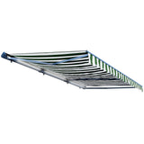 Aleko Half Cassette Motorized Retractable LED Luxury Patio Awning - 20 x 10 Feet - Green and White Stripes AWCL20X10GRWT00-AP Aleko 