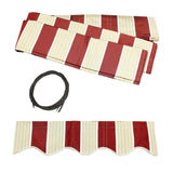 Aleko Half Cassette Motorized Retractable LED Luxury Patio Awning - 20 x 10 Feet - Multi-Striped Red AWCL20X10MSRD19-AP Aleko Motorized LED 