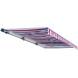 Aleko Half Cassette Motorized Retractable LED Luxury Patio Awning - 20 x 10 Feet - Multi-Striped Red AWCL20X10MSRD19-AP Aleko Motorized LED 