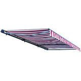 Aleko Half Cassette Motorized Retractable LED Luxury Patio Awning - 20 x 10 Feet - Multi-Striped Red AWCL20X10MSRD19-AP Aleko Motorized LED 