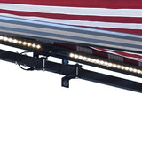 Aleko Half Cassette Motorized Retractable LED Luxury Patio Awning - 20 x 10 Feet - Multi-Striped Red AWCL20X10MSRD19-AP Aleko Motorized LED 