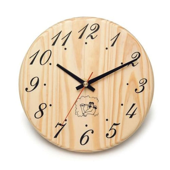 Aleko Handcrafted Sleek Analog Clock in Finnish Pine Wood WJ12-AP Aleko Sauna Accessories