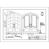 Aleko Iron Arched Top Minimalist Glass-Panel Dual Door with Frame and Threshold 92 x 72 Inches Matte Black IDR7296BK15-AP Iron Doors