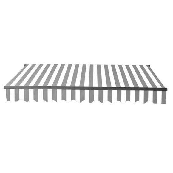 Aleko Motorized Retractable Black Frame Patio Awning 13 x 10 Feet Gray and White Stripes ABM13X10GREYWHT-AP Motorized Retractable Awnings 13