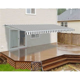 Aleko Motorized Retractable Patio Awning 10X8 Feet Grey And White Striped Awm10X8Greywht-Ap Motorized Retractable Awnings 10 X 8 Ft