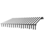 Aleko Motorized Retractable Patio Awning 10x8 Feet Grey and White Striped AWM10X8GREYWHT-AP Black Frame Motorized Retractable Awnings 10 x 8