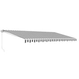Aleko Motorized Retractable Patio Awning 10x8 Feet Grey and White Striped AWM10X8GREYWHT-AP White Frame Motorized Retractable Awnings 10 x 8