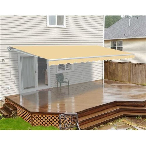 Aleko Motorized Retractable Patio Awning 10X8 Feet Ivory Awm10X8Ivory29-Ap Motorized Retractable Awnings 10 X 8 Ft