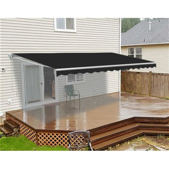 Aleko Motorized Retractable Patio Awning 12x10 Feet Black AWM12X10BK81-AP Motorized Retractable Awnings 12 x 10 Ft