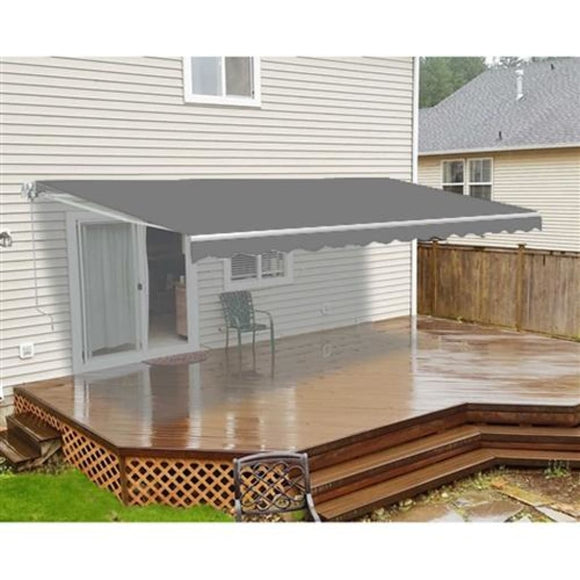 Aleko Motorized Retractable Patio Awning 12x10 Feet Gray AWM12X10GY80-AP Motorized Retractable Awnings 12 x 10 Ft