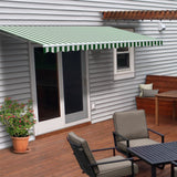 Aleko Motorized Retractable Patio Awning 16x10 Feet Green and White Striped AWM16X10GRWHSTR00-AP Motorized Retractable Awnings 16 x 10 Ft