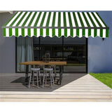Aleko Motorized Retractable Patio Awning 16x10 Feet Green and White Striped AWM16X10GRWHSTR00-AP Motorized Retractable Awnings 16 x 10 Ft