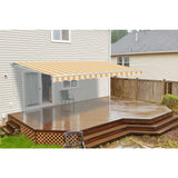 Aleko Motorized Retractable Patio Awning 20X10 Feet Multi Striped Yellow Awm20X10Msyl315-Ap Motorized Retractable Awnings 20 X 10 Ft