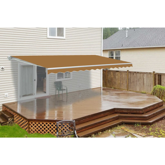 Aleko Motorized Retractable Patio Awning 20X10 Feet Sand Awm20X10Sand31-Ap Motorized Retractable Awnings 20 X 10 Ft