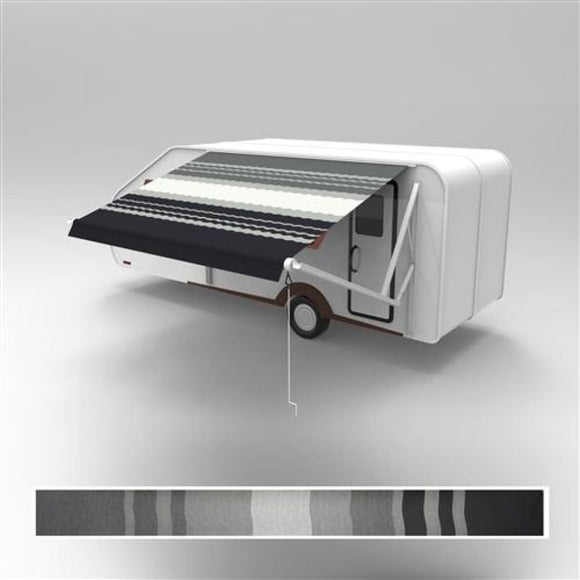 Aleko Motorized Retractable RV Awning 12 x 8 Feet Black Striped RVAWM12X8BLKST33-AP RV Awnings Motorized 12 x 8 Ft