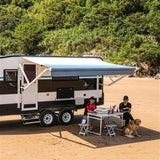 Aleko Motorized Retractable RV Awning 12 x 8 Feet Blue Fade RVAWM12X8BLUE24-AP RV Awnings Motorized 12 x 8 Ft