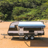 Aleko Motorized Retractable RV Awning 12 x 8 Feet Blue Fade RVAWM12X8BLUE24-AP RV Awnings Motorized 12 x 8 Ft