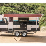 Aleko Motorized Retractable RV Awning 12 x 8 Feet Burgundy Fade RVAWM12X8BUR25-AP RV Awnings Motorized 12 x 8 Ft