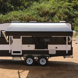 Aleko Motorized Retractable RV Awning 12 x 8 Feet White/Black Fade RVAWM12X8BLK11-AP RV Awnings Motorized 12 x 8 Ft