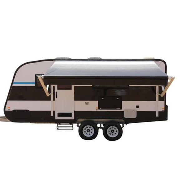 Aleko Motorized Retractable RV Awning 12 x 8 Feet White/Black Fade RVAWM12X8BLK11-AP RV Awnings Motorized 12 x 8 Ft
