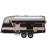 Aleko Motorized Retractable RV Awning 12 x 8 Feet White/Black Fade RVAWM12X8BLK11-AP RV Awnings Motorized 12 x 8 Ft