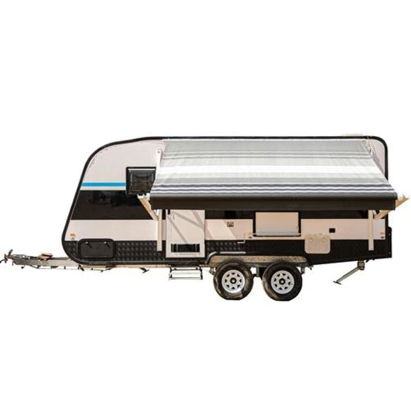 Aleko Motorized Retractable RV Awning 13 x 8 Feet Black Striped RVAWM13X8BLKST33-AP RV Awnings Motorized 13 x 8 Ft