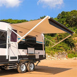 Aleko Motorized Retractable RV Awning 13 x 8 Feet Black Striped RVAWM13X8BLKST33-AP RV Awnings Motorized 13 x 8 Ft