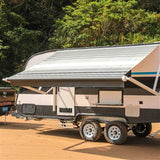 Aleko Motorized Retractable RV Awning 13 x 8 Feet Black Striped RVAWM13X8BLKST33-AP RV Awnings Motorized 13 x 8 Ft