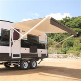 Aleko Motorized Retractable RV Awning 13 x 8 Feet White/Black Fade RVAWM13X8BLK11-AP RV Awnings Motorized 13 x 8 Ft
