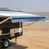 Aleko Motorized Retractable RV Awning 20 x 8 Feet Blue Striped RVAWM20X8BLSTR32-AP RV Awnings Motorized 20 x 8 Ft