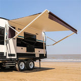 Aleko Motorized Retractable RV Awning 20 x 8 Feet Brown Striped RVAWM20X8BRSTR34-AP RV Awnings Motorized 20 x 8 Ft