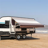 Aleko Motorized Retractable RV Awning 20 x 8 Feet Brown Striped RVAWM20X8BRSTR34-AP RV Awnings Motorized 20 x 8 Ft