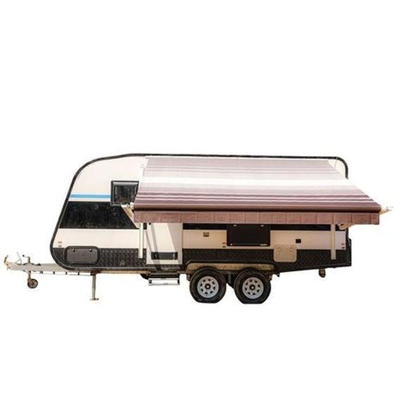Aleko Motorized Retractable RV Awning 20 x 8 Feet Brown Striped RVAWM20X8BRSTR34-AP RV Awnings Motorized 20 x 8 Ft