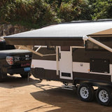 Aleko Motorized Retractable RV Awning 20 x 8 Feet White/Black Fade RVAWM20X8BLK11-AP RV Awnings Motorized 20 x 8 Ft