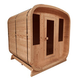 Aleko Outdoor Rustic Cedar Barrel Steam Rounded Square Sauna with Bitumen Shingle Roofing - 4 Person - 4.5 kW ETL Certified Heater 